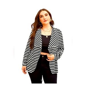 SHEIN Plus Striped Open Front Coat. Size 2XL